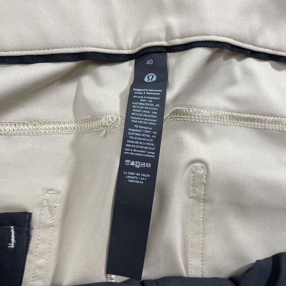 Lululemon 40 Mens Beige Pants Zipper Pockets Straight Leg Casual Golf 40 x 28 - Picture 2 of 5